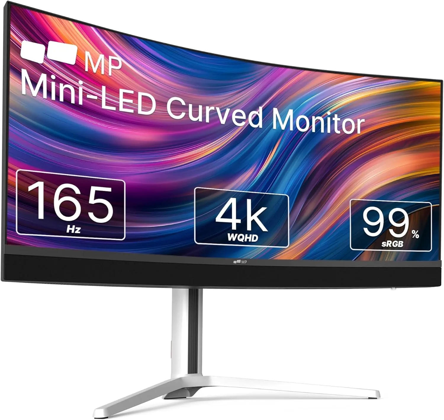 Mobile Pixels 34" Mini-LED Curved Gaming Monitor, WQHD 3440x1440 165Hz 1ms, HDR1000, 99% sRGB/Adobe RGB, 90W USB-C, FreeSync Premium, Built-in Speakers