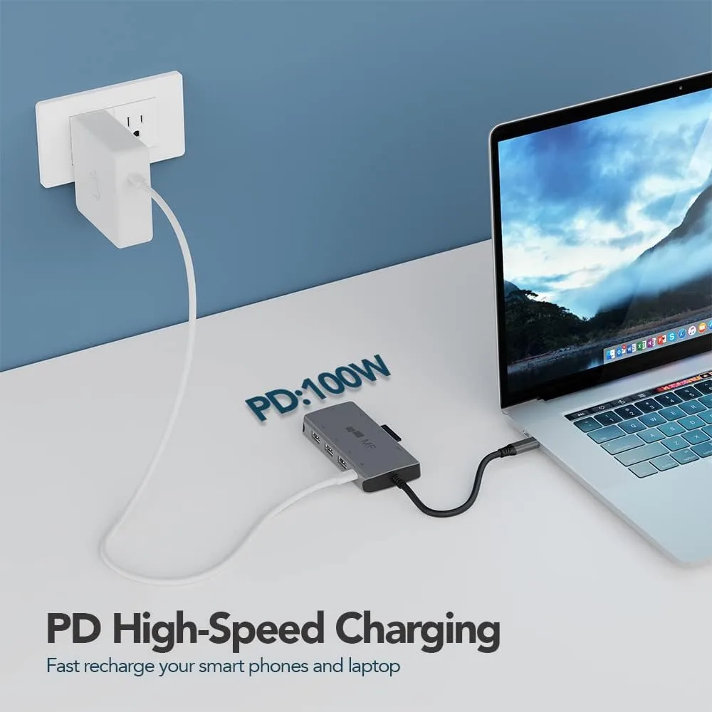 Mobile Pixels 8-in-1 USB C Hub Adapter with 4K HDMI, Ethernet, SD/microSD (Space Gray)