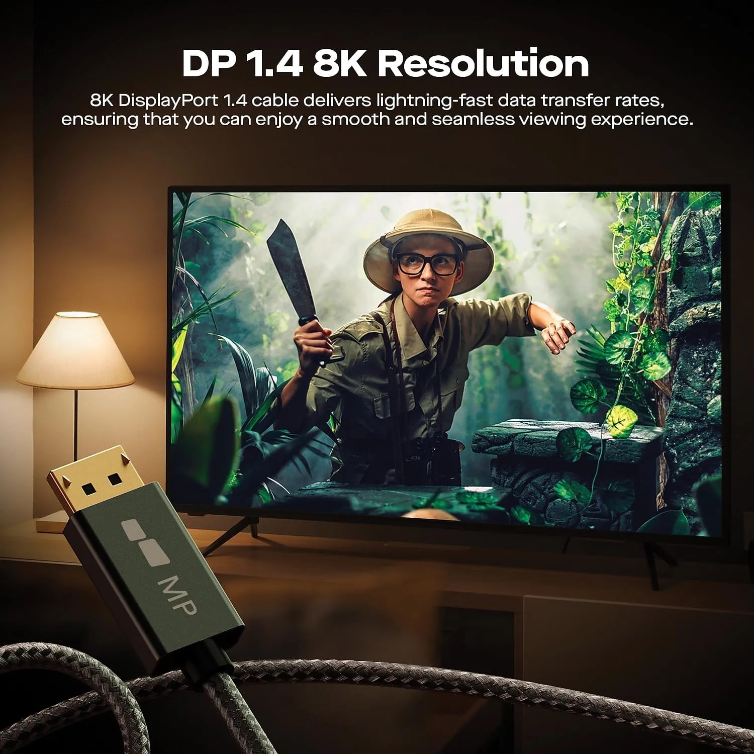 Mobile Pixels 8K DisplayPort 6ft Cable, DP 1.4 Cable (8K@60Hz, 4K@144Hz) HBR3 Support 32.4Gbps, HDR, HDCP 2.2, FreeSync G-Sync (Black)