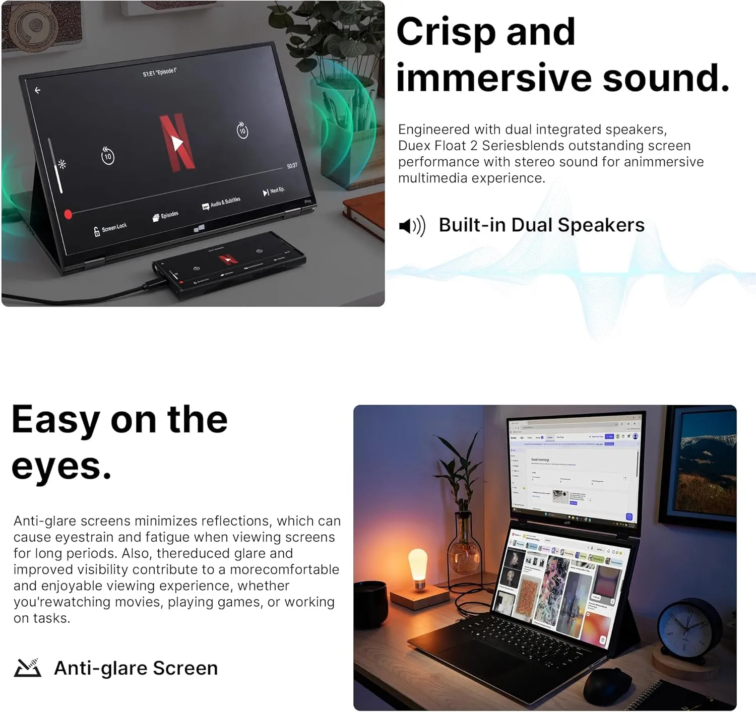 Mobile Pixels Duex Float 2.0 Portable Stacked Monitor
