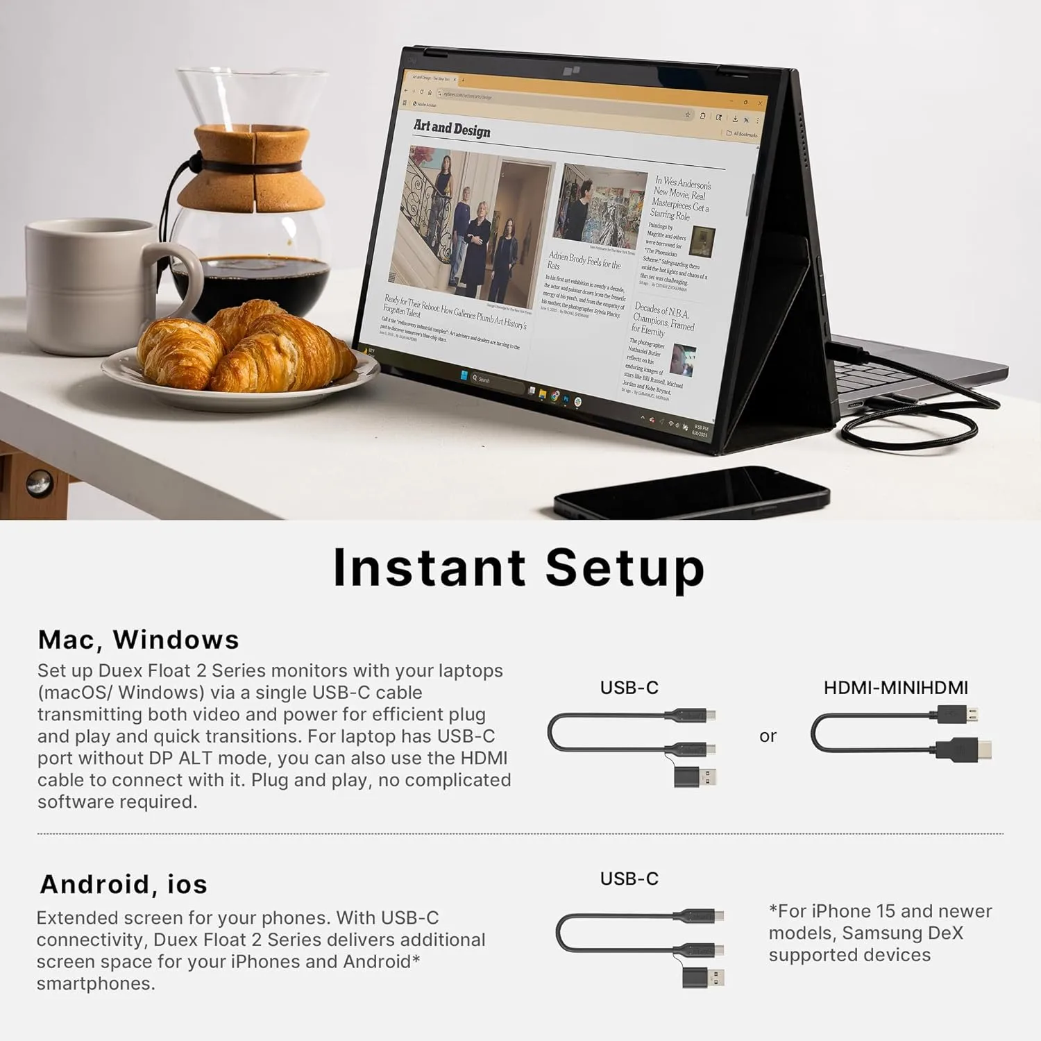 Mobile Pixels Duex Float 2.0 Portable Stacked Monitor
