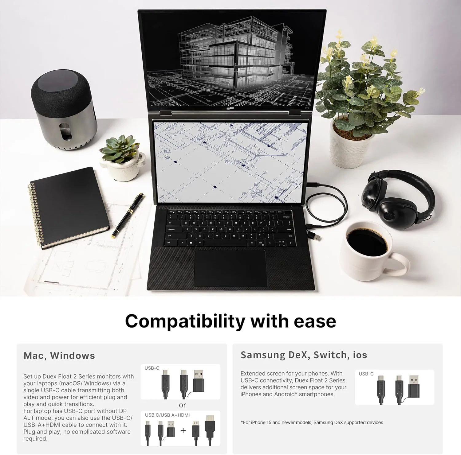 Mobile Pixels Duex Float 2.0 Portable Stacked Monitor