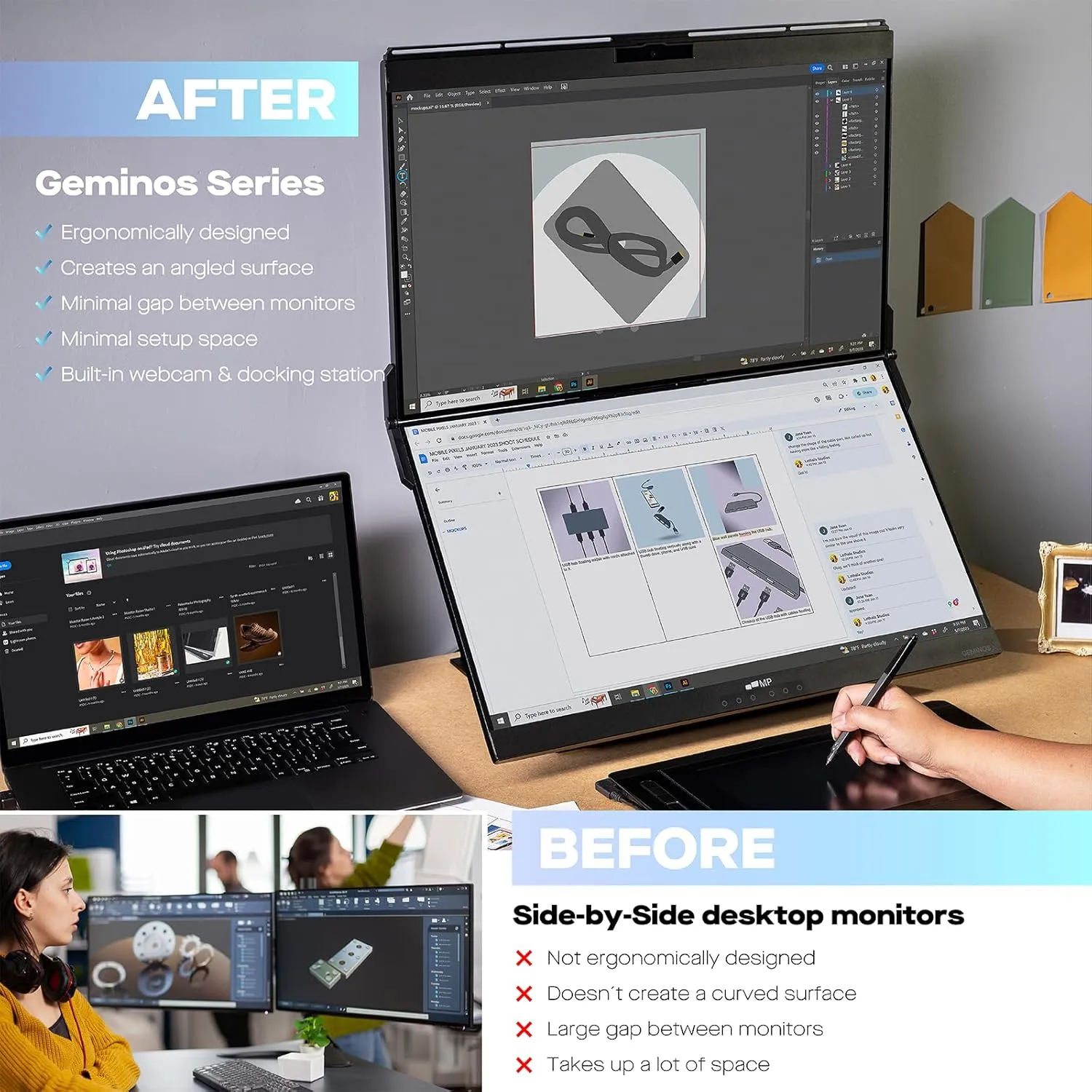 MP Mobile Pixels Geminos Dual-Stacked 24in Monitor