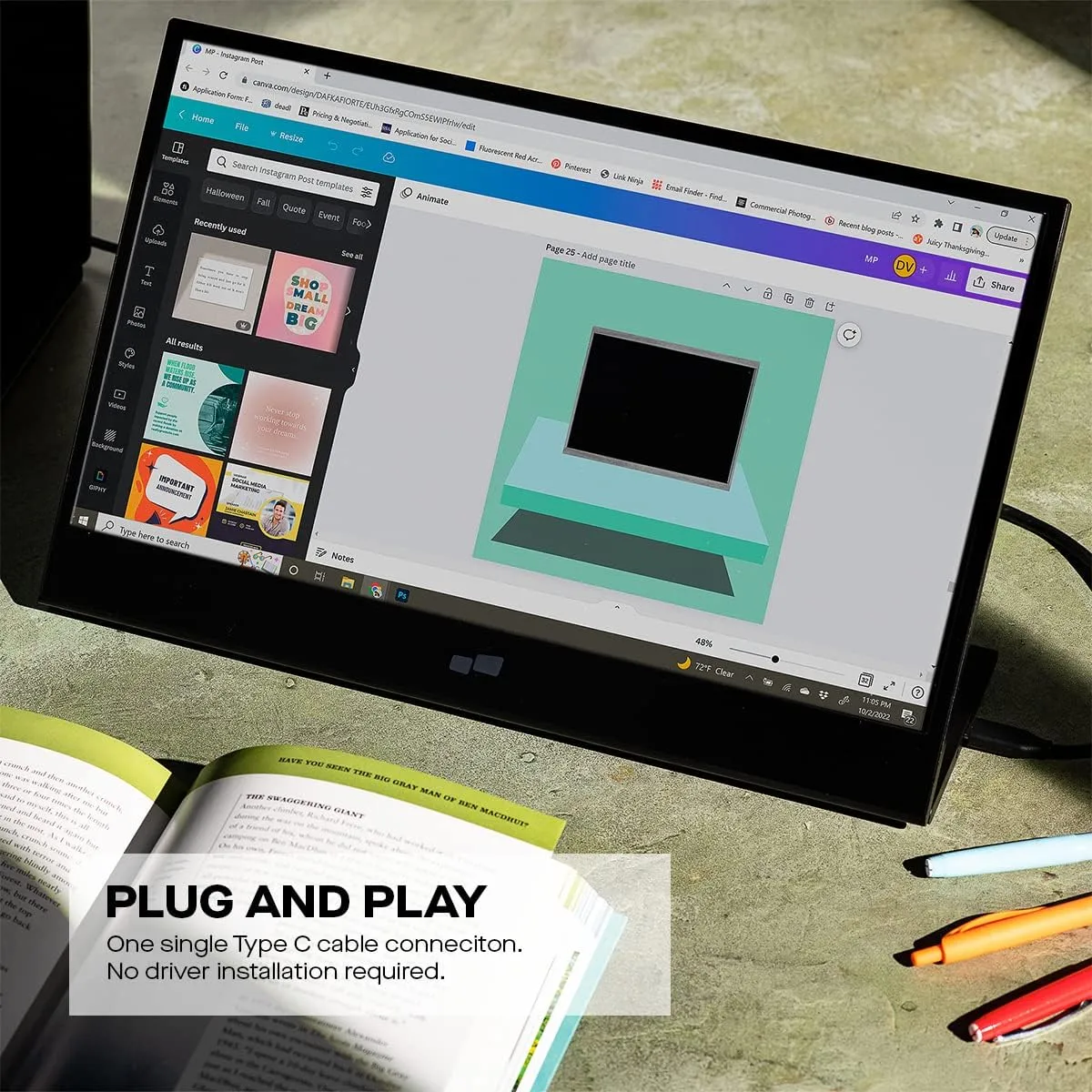 MP Mobile Pixels Glance 16" Portable 1080P FHD Monitor - HDMI & USB-C
