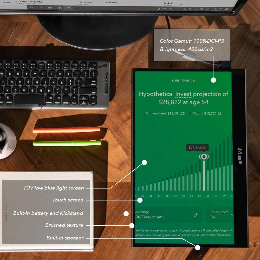 Mobile Pixels Portable Monitor - Laptop Screen Extender USB-C/HDMI