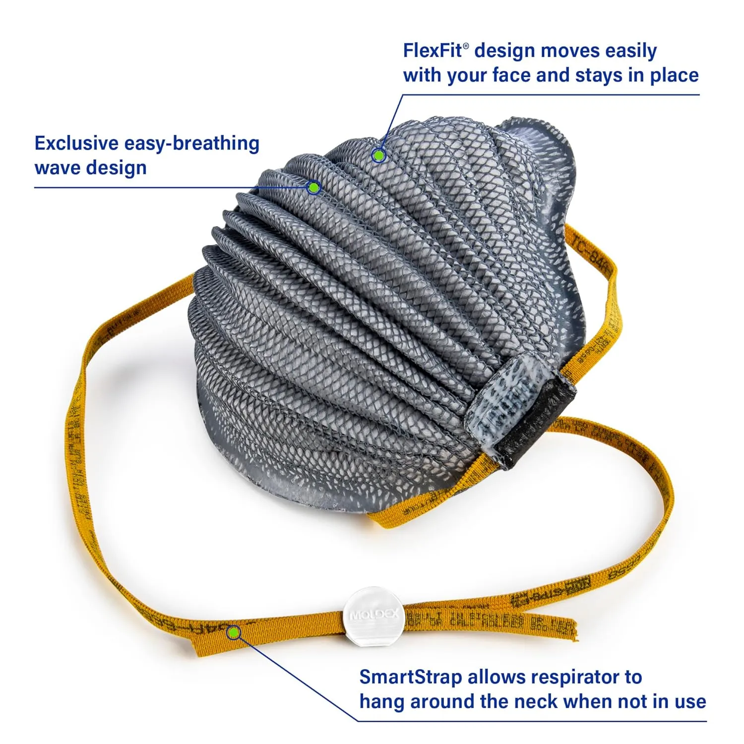Moldex 4801 N95 AirWave® Disposable Particulate Respirator Plus Nuisance Organic Vapors with SmartStrap® and Full Foam