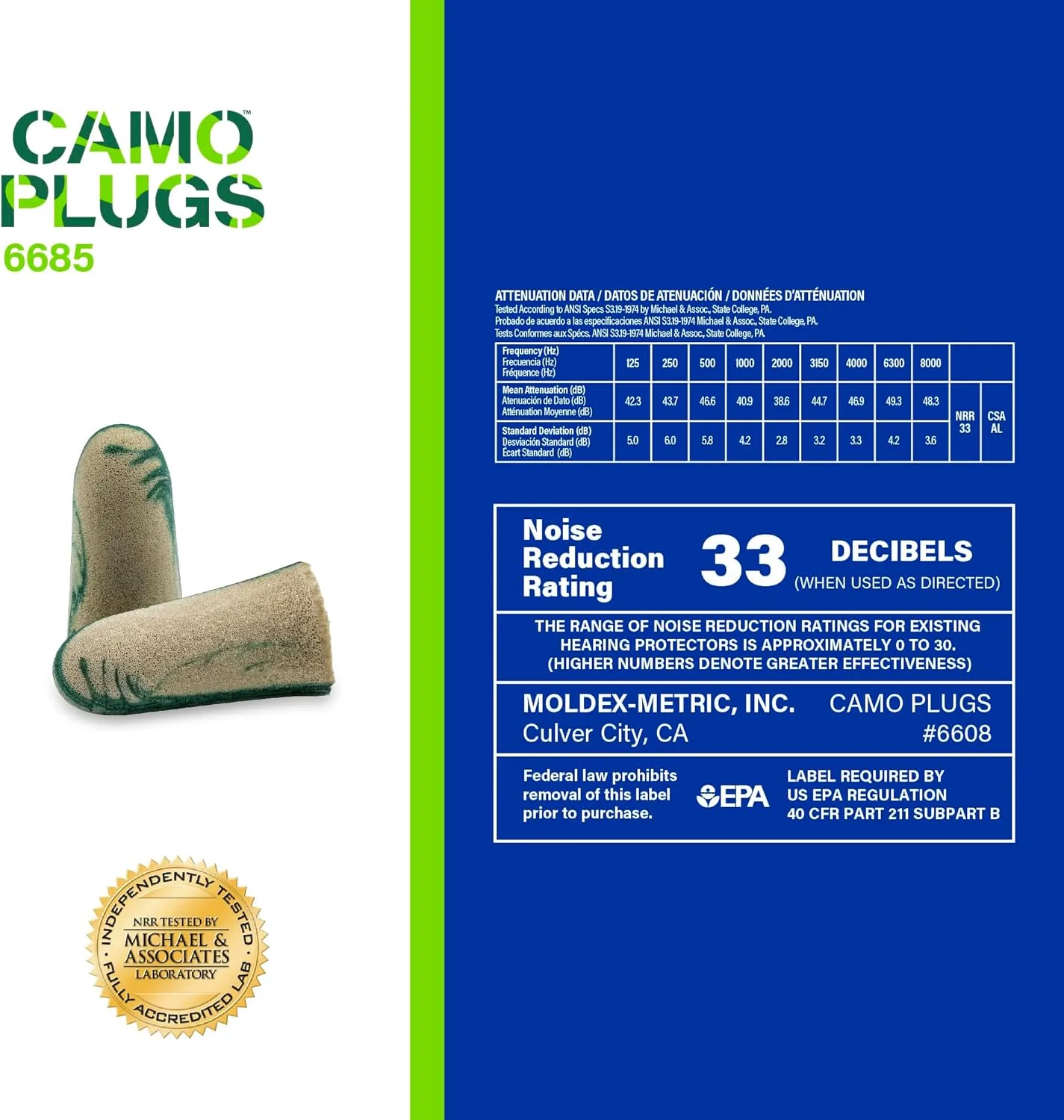 MOLDEX Uncorded Disposable Foam Earplug Jar
