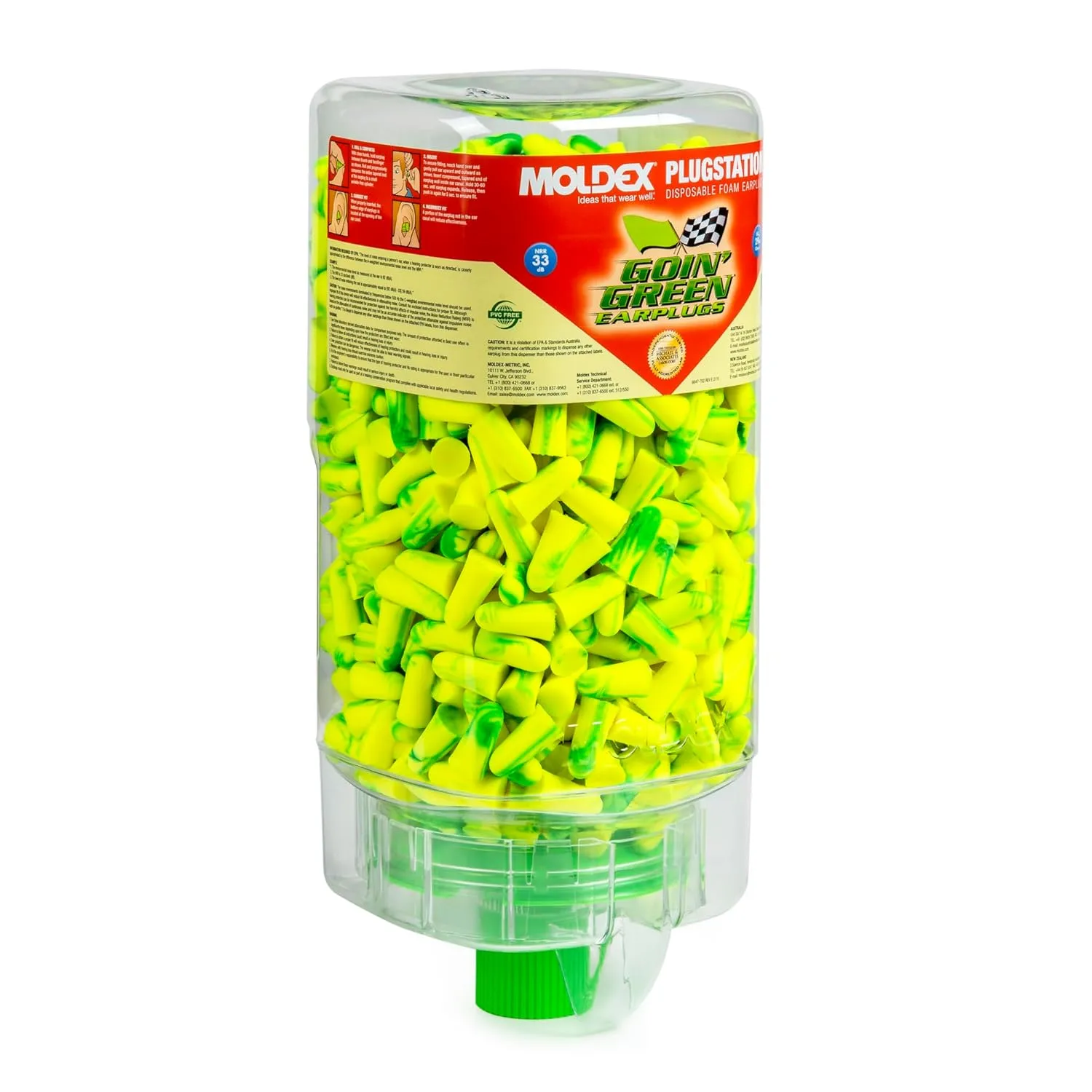 Moldex Goin' Green® PlugStation® Uncorded Disposable Foam Earplug Dispenser 6647, NRR 33dB