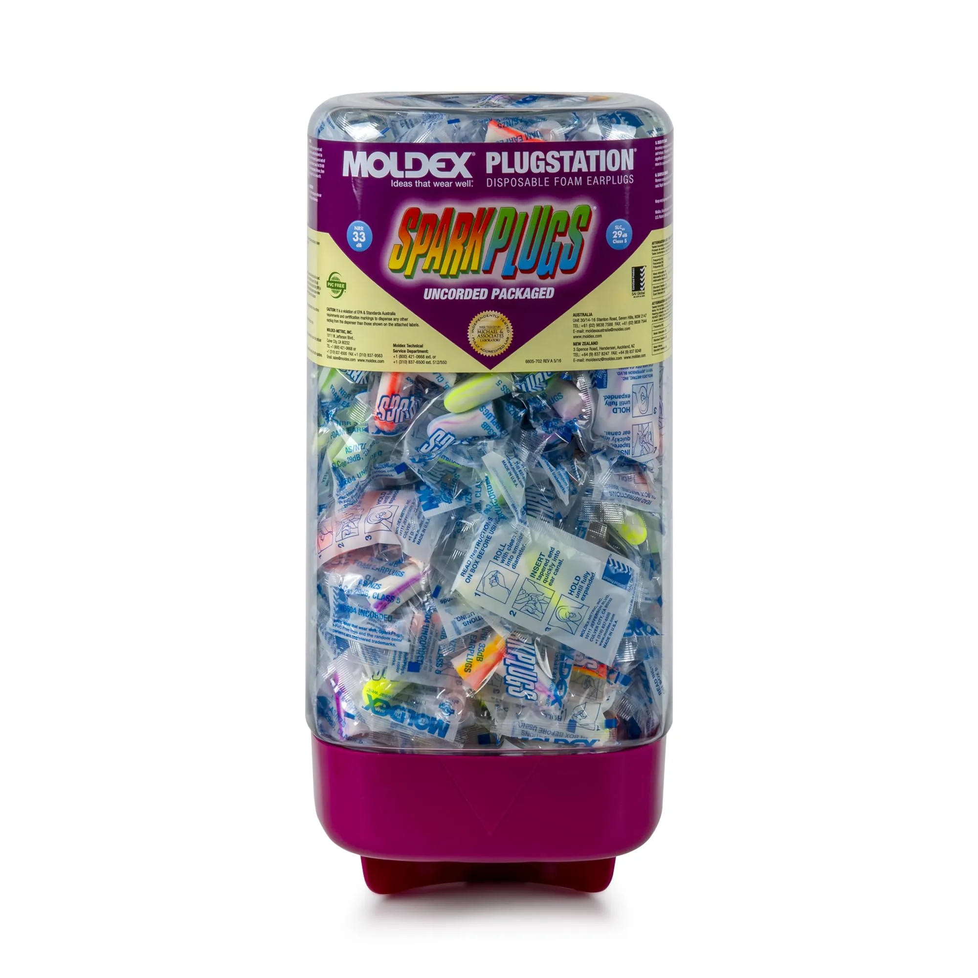 Moldex SparkPlugs PlugStation Uncorded Disposable Foam Earplug Dispenser 6605, NRR 33dB One Size Fits Most Uncorded