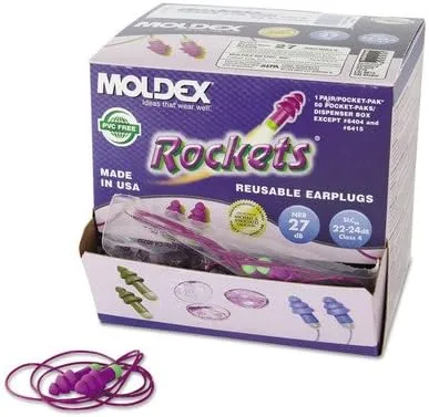 Rockets Individually Wrapped Reusable Corded Ear Plugs (Set of 50)