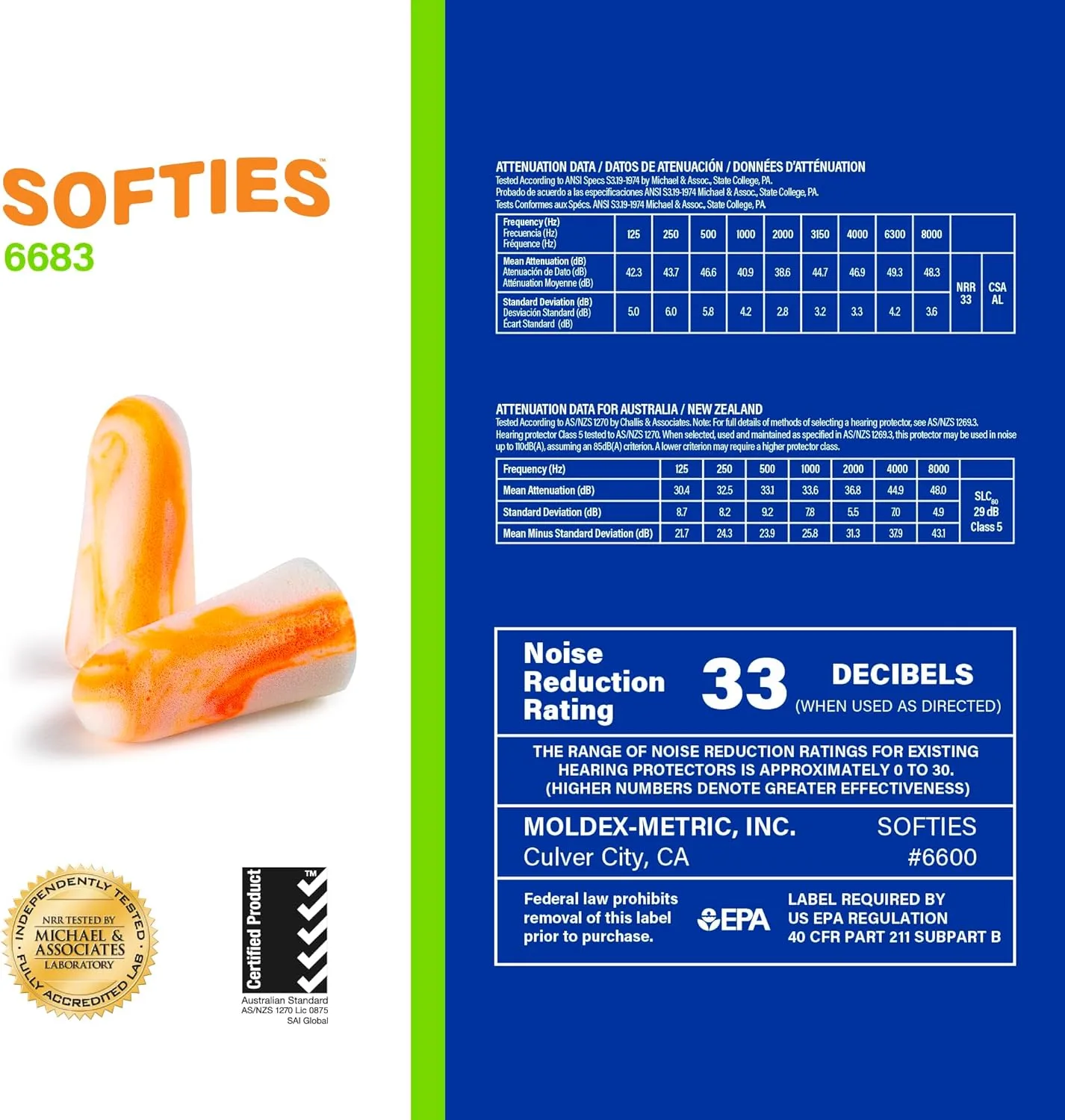 MOLDEX Uncorded Disposable Foam Earplug Jar