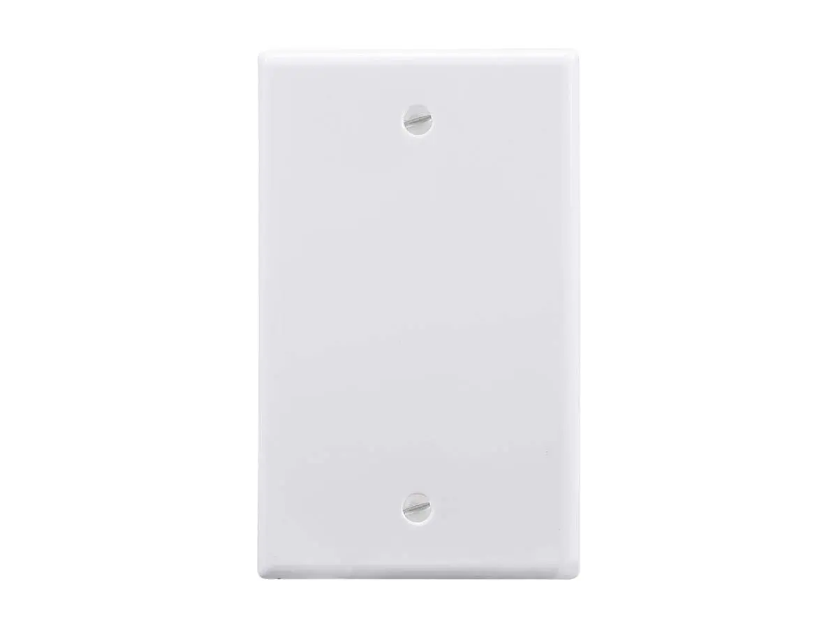 Monoprice 1-Gang Blank Wall Plate - 4.5"x2.75"x0.2", With Screws, White
