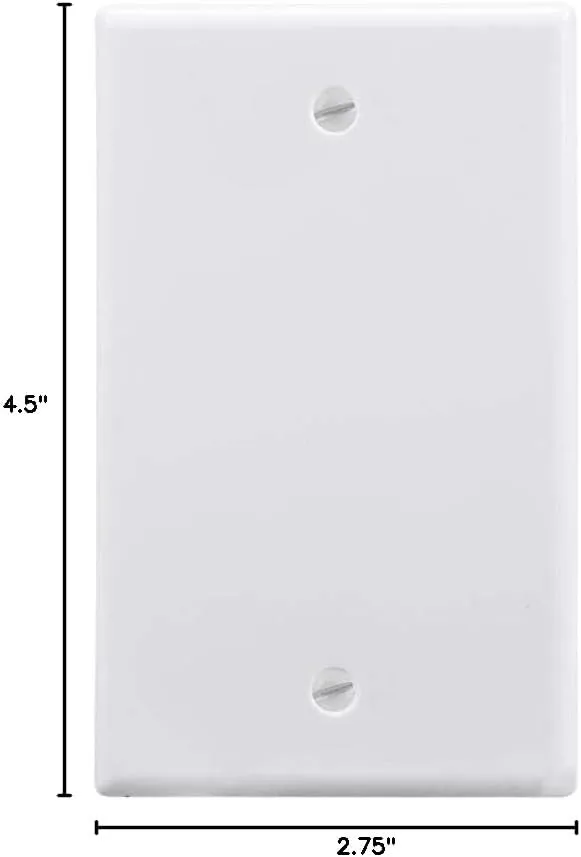 Monoprice 1-Gang Blank Wall Plate - 4.5"x2.75"x0.2", With Screws, White
