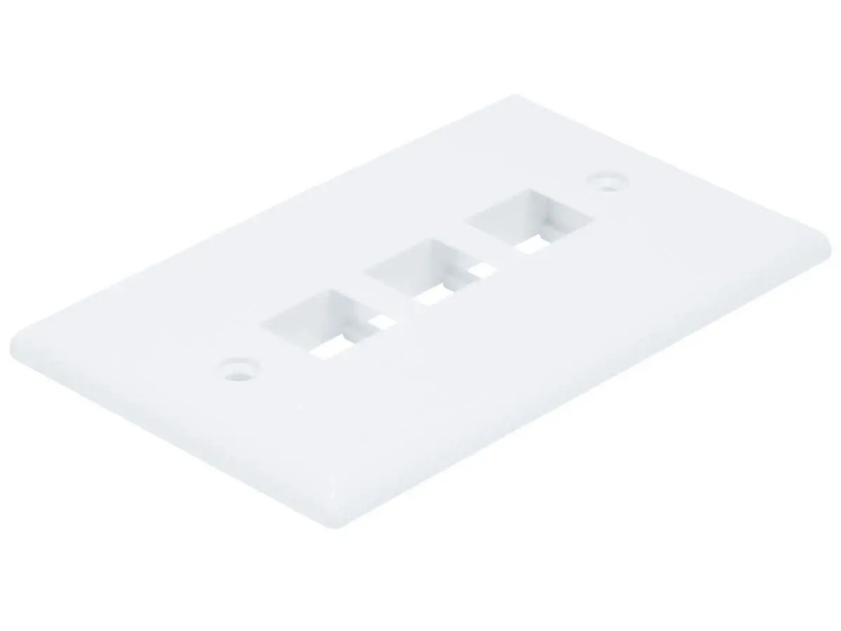 Monoprice 1-Gang Wall Plate for Keystone - 3-Port, 4.5"x2.75"x0.2", With Screws (White Coated Screw Head), White White Plate
