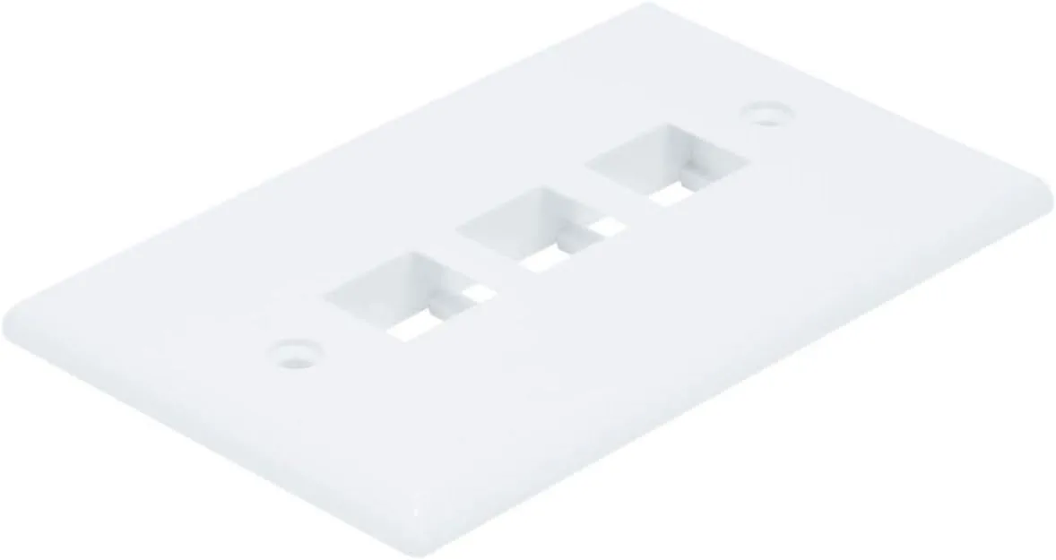 Monoprice 1-Gang Wall Plate for Keystone - 3-Port, 4.5"x2.75"x0.2", With Screws (White Coated Screw Head), White White Plate