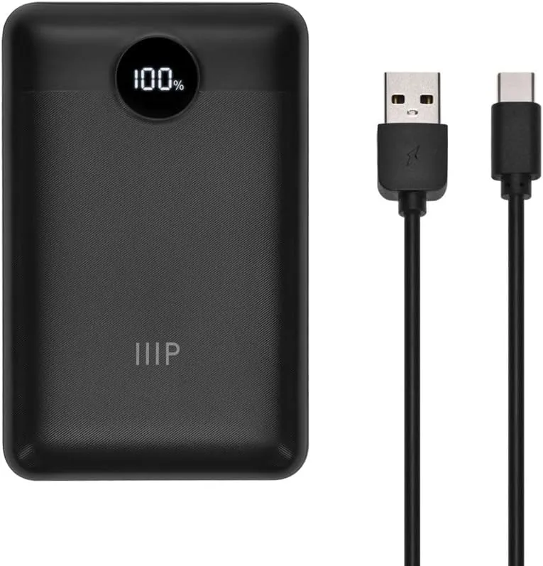 Monoprice Ultra-Compact USB-C 10,000 mAh Power Bank with USB-A and Micro USB, PD 20W and QC 3.0 Fast Charging