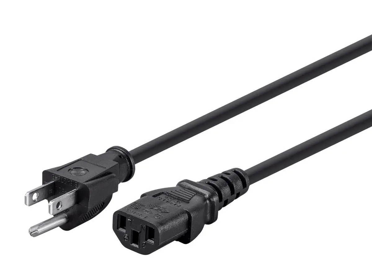 Monoprice Power Cord Cable NEMA 5-15P to IEC C13 - Black