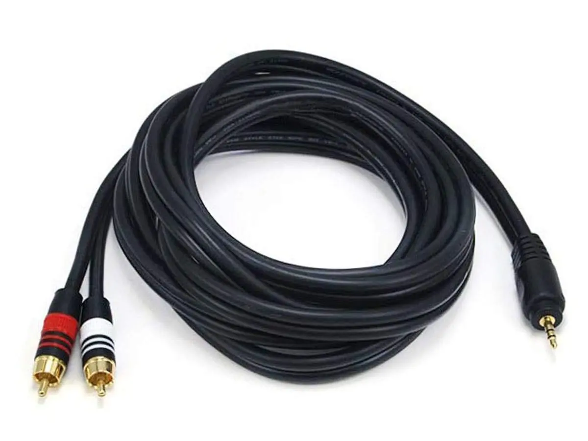 Monoprice Premium 3.5mm Stereo Male to 2 RCA Male Audio Cable, 22AWG Gold Plated