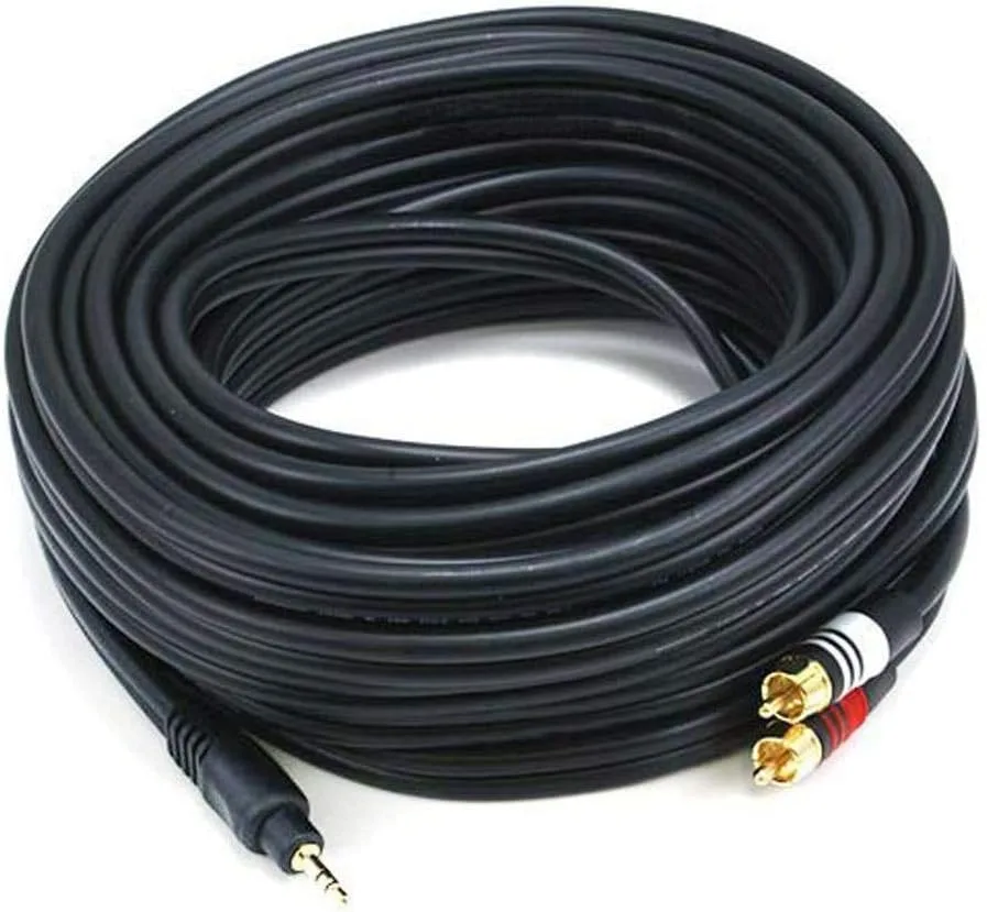 Monoprice Premium 3.5mm Stereo Male to 2 RCA Male Audio Cable, 22AWG Gold Plated