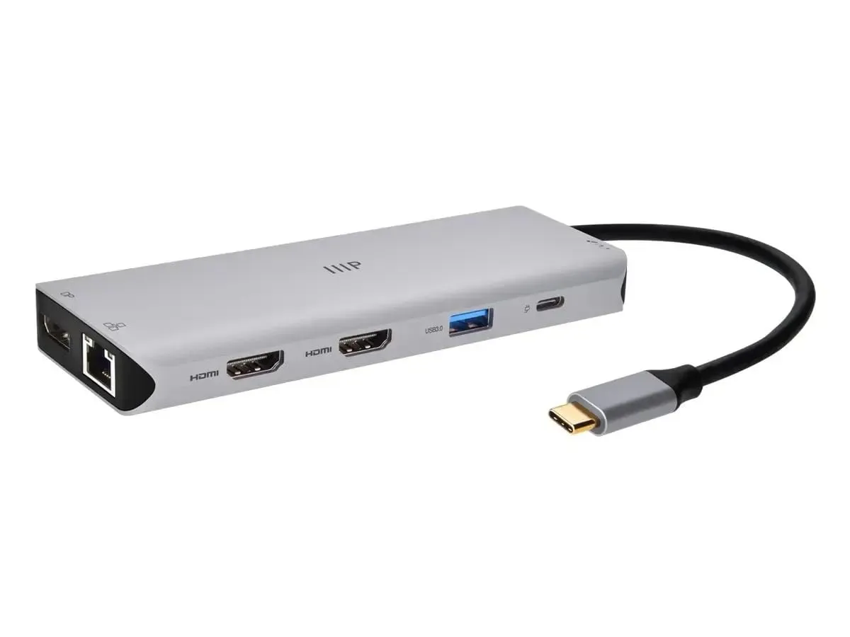 Monoprice 13-in-1 Dual-HDMI + DisplayPort Multi-Stream Transport (MST) Triple Monitor Docking Station - 4K, 5Gbps USB