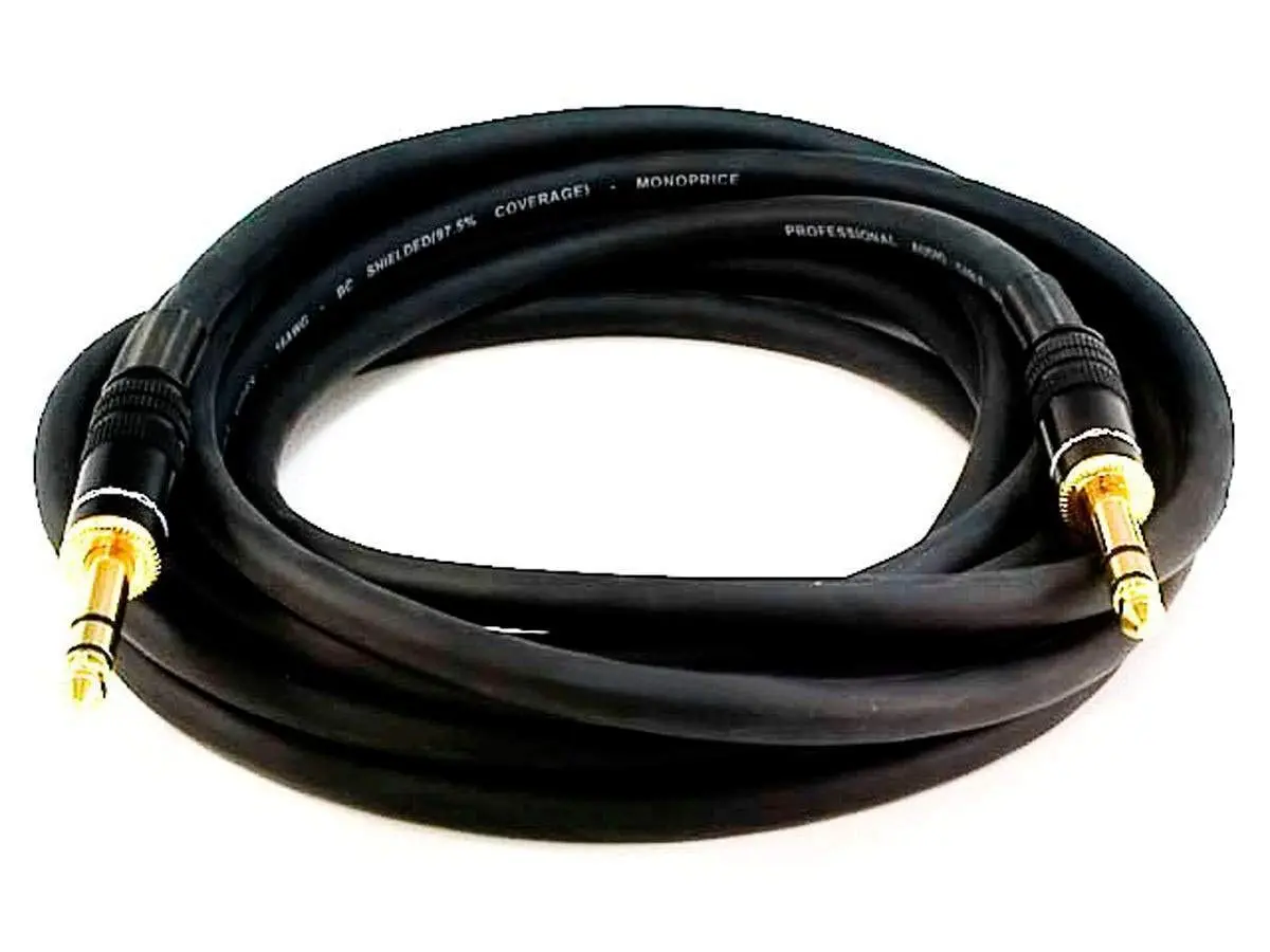 Monoprice 1/4-Inch TRS Male-to-Male Audio Cable, 16AWG, Gold-Plated