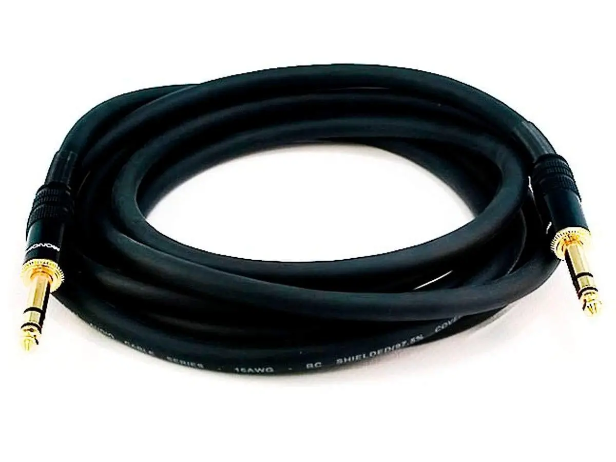 Monoprice 1/4-Inch TRS Male-to-Male Audio Cable, 16AWG, Gold-Plated