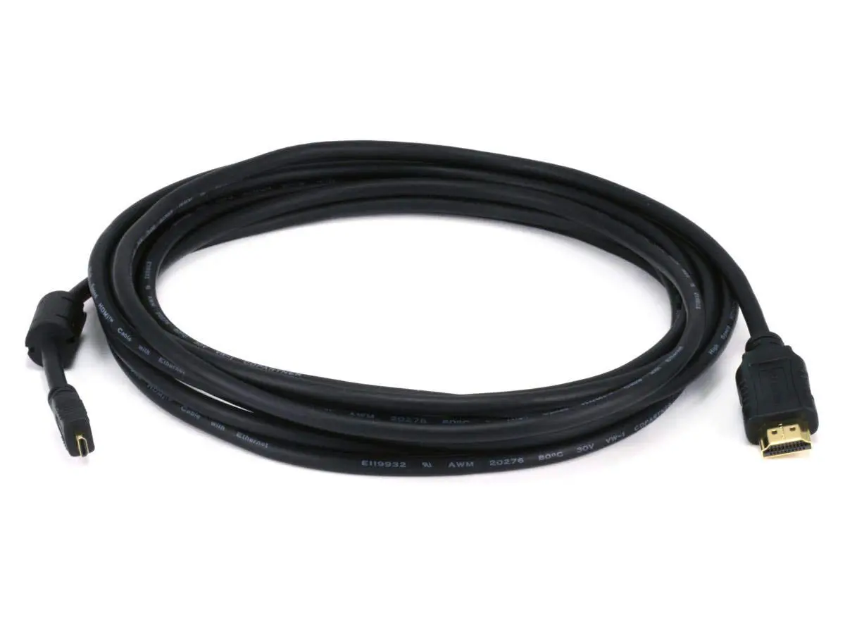 Monoprice 15ft 34AWG Standard HDMI Cable With Ethernet - HDMI Micro to HDMI Connector 15 Feet