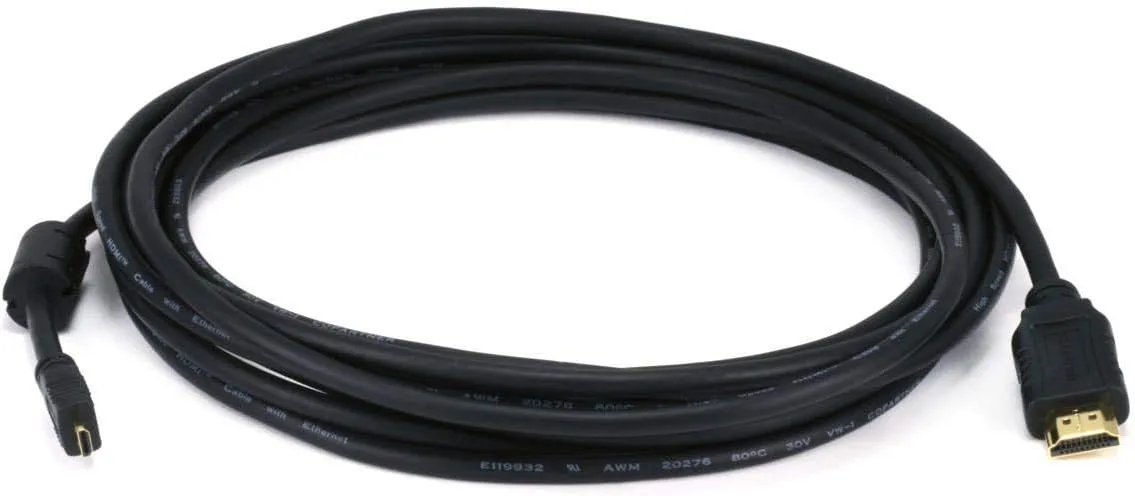 Monoprice 15ft 34AWG Standard HDMI Cable With Ethernet - HDMI Micro to HDMI Connector 15 Feet