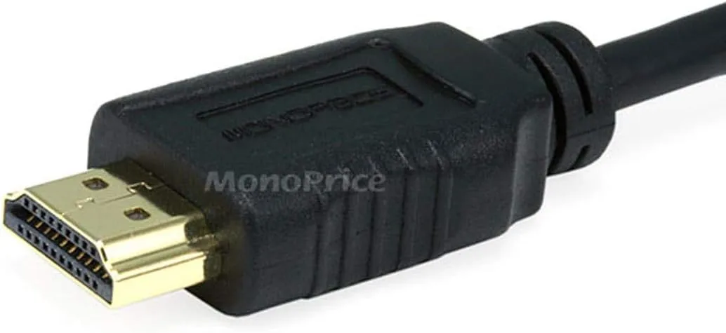 Monoprice High Speed HDMI to HDMI Micro Cable - 4K@24Hz, 10.2Gbps, 34AWG, Ferrite Core, Gold Plated Connectors, 3 Feet