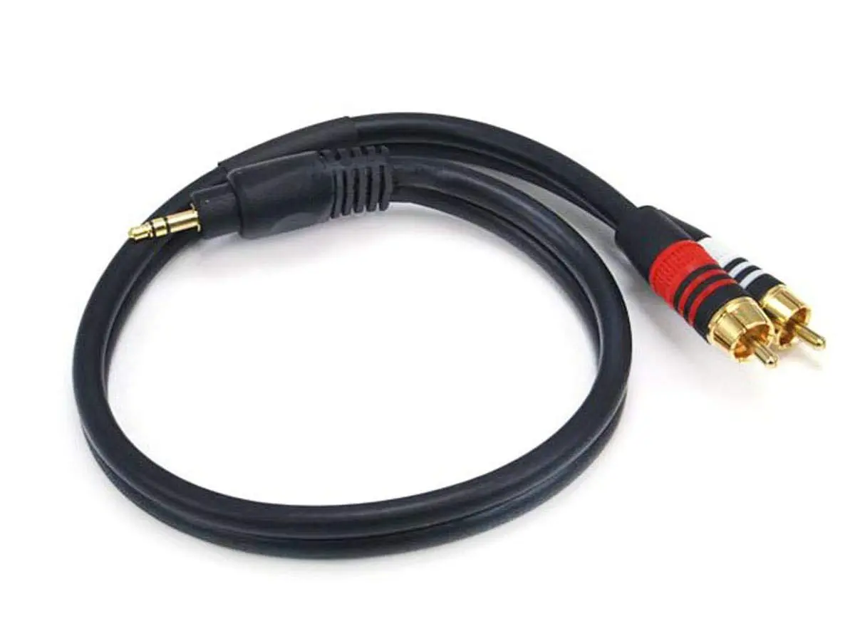 Monoprice Premium 3.5mm Stereo Male to 2 RCA Male Audio Cable, 22AWG Gold Plated