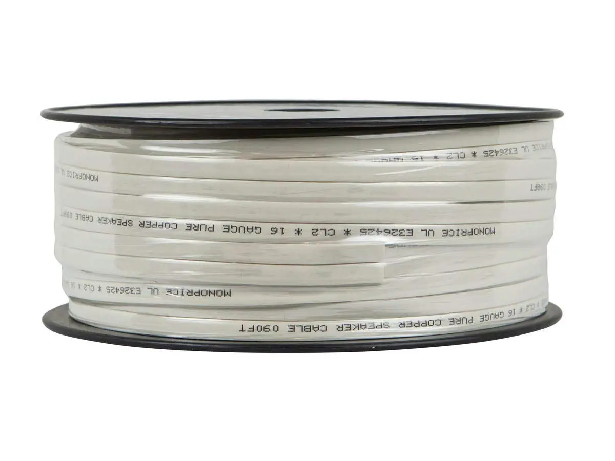 Monoprice 16AWG Pure Copper Flat Speaker Wire with Gold Plated Banana Plugs