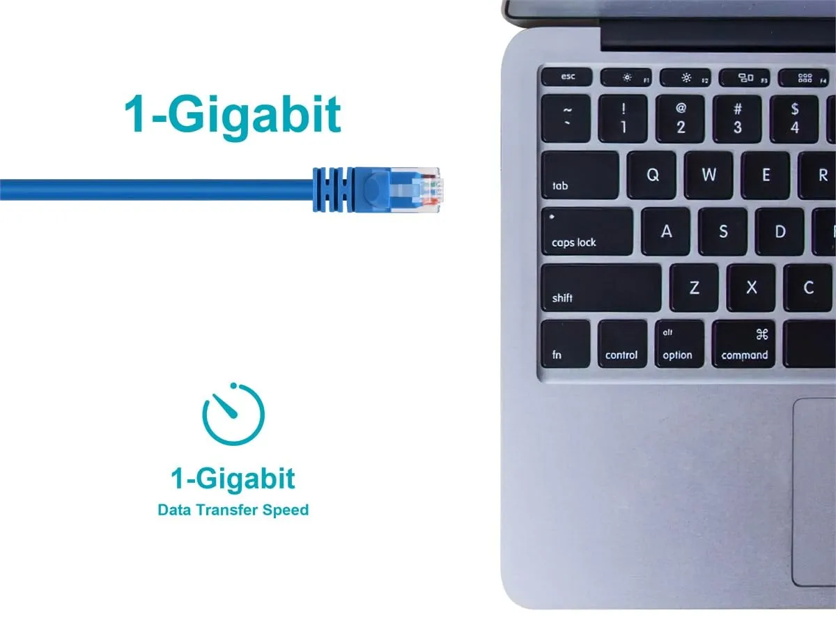 Monoprice 1FT 24AWG Cat5e 350MHz UTP Ethernet Bare Copper Network Cable - Blue