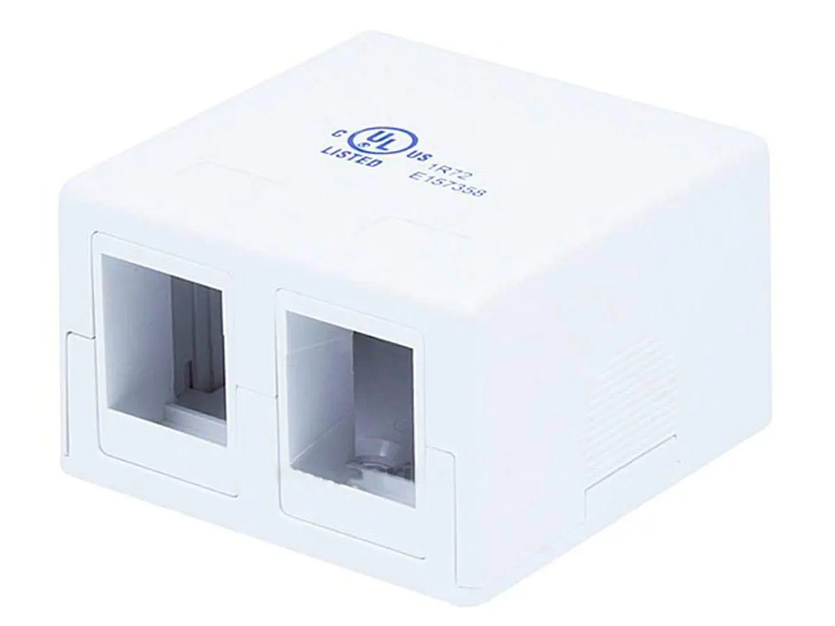 Monoprice Keystone Jack Surface Mount Box - UL Listed, 2-Port, Jacks Not Included, TAA, No Logo, White