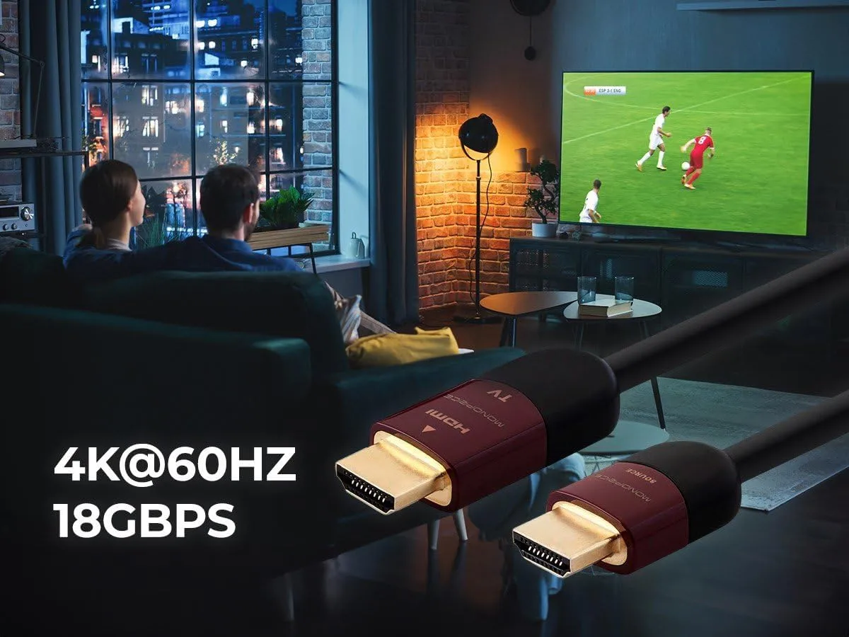 Monoprice 4K High Speed HDMI Cable - 18Gbps Active CL2 In-Wall Rated