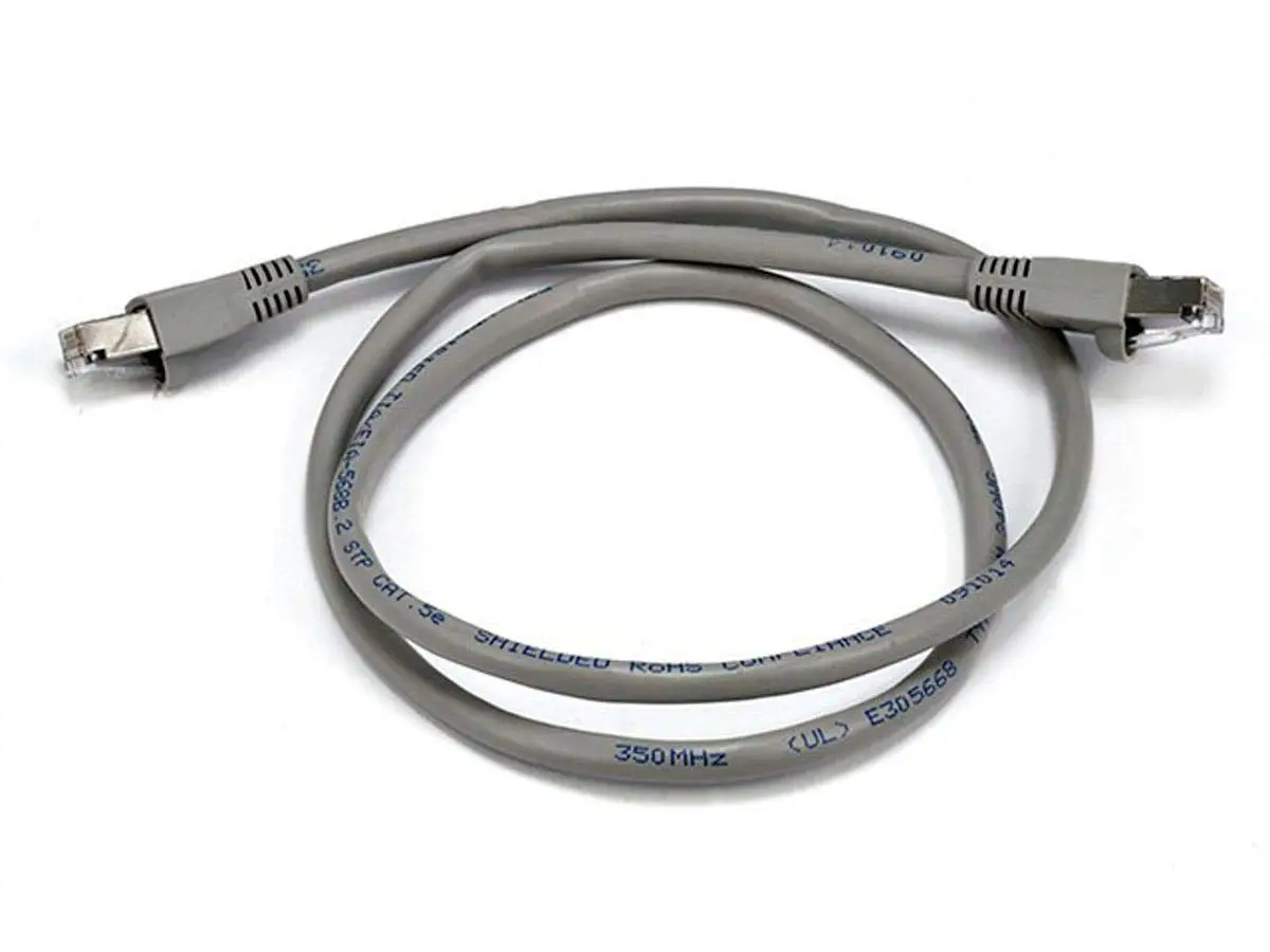 Monoprice 3FT 24AWG Cat5e 350MHz STP Ethernet Bare Copper Network Cable - Gray Gray 3 Feet