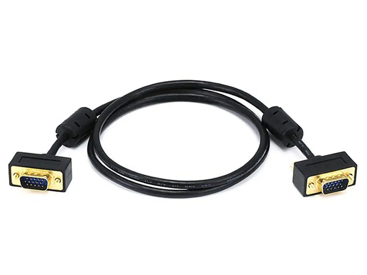 Monoprice Ultra Slim SVGA Super VGA Male-to-Male Monitor Cable with Ferrites and Gold-Plated DE-15 Connectors