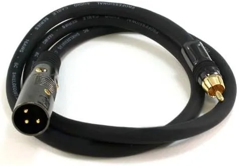 Monoprice 104776 3-Feet Premier Series XLR Male to RCA Male 16AWG Cable (2 Pack)