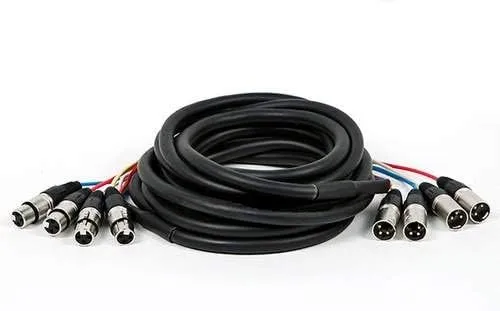 Monoprice 4-Channel XLR Male to XLR Female Snake Cable - 3 Feet - Black/Silver, Metal Connector Housings
