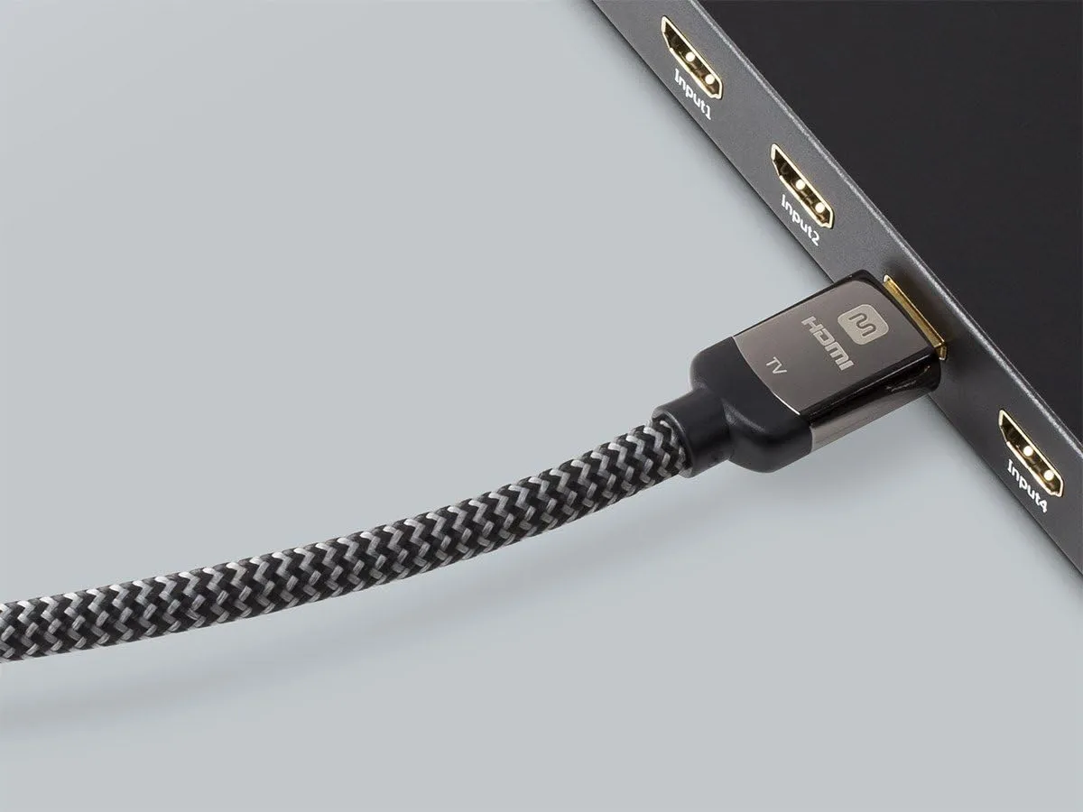 Monoprice 4K High Speed HDMI Cable - Braided - 4K@60Hz, 18Gbps, HDR, CL3 In-Wall Rated, 50ft, Grey