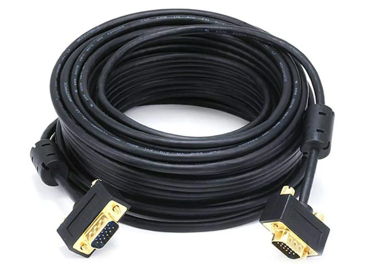 Monoprice Ultra Slim SVGA Super VGA Male-to-Male Monitor Cable with Ferrites and Gold-Plated DE-15 Connectors