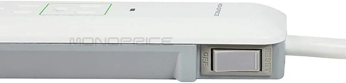 Monoprice 109198 6 Outlet Slim Surge Protector Power Strip - White - 3ft Cord | UL Rated 540 Joules With Power/Circuit