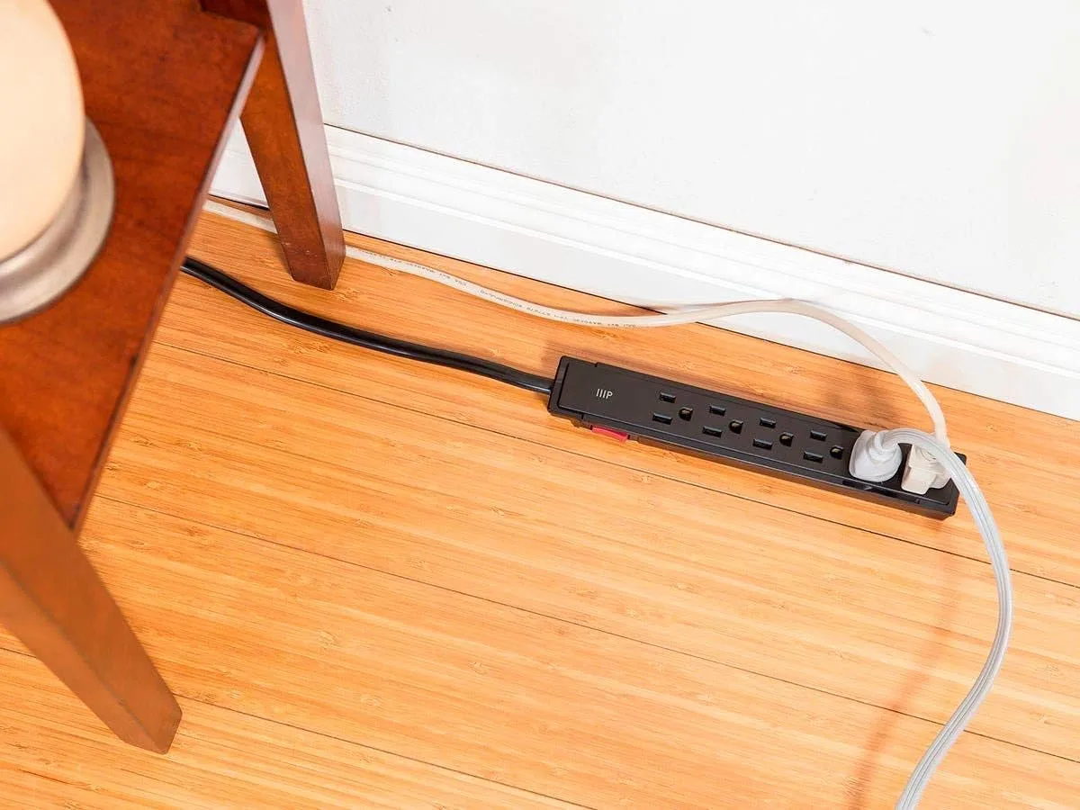 Monoprice 6 Outlet Surge Protector Power Strip - 2 Feet - Black (2 Pack) Heavy Duty Cord | UL Rated, 201 Joules