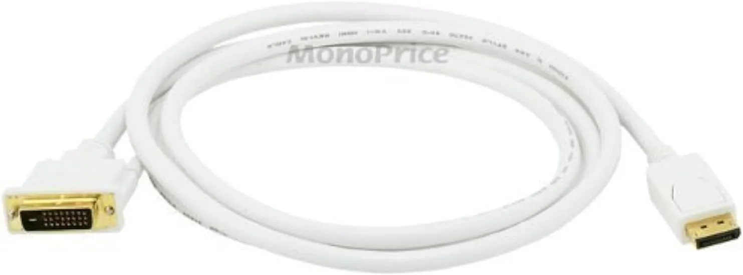 Monoprice 6ft 28AWG DisplayPort to DVI Cable - White (2 Pack)