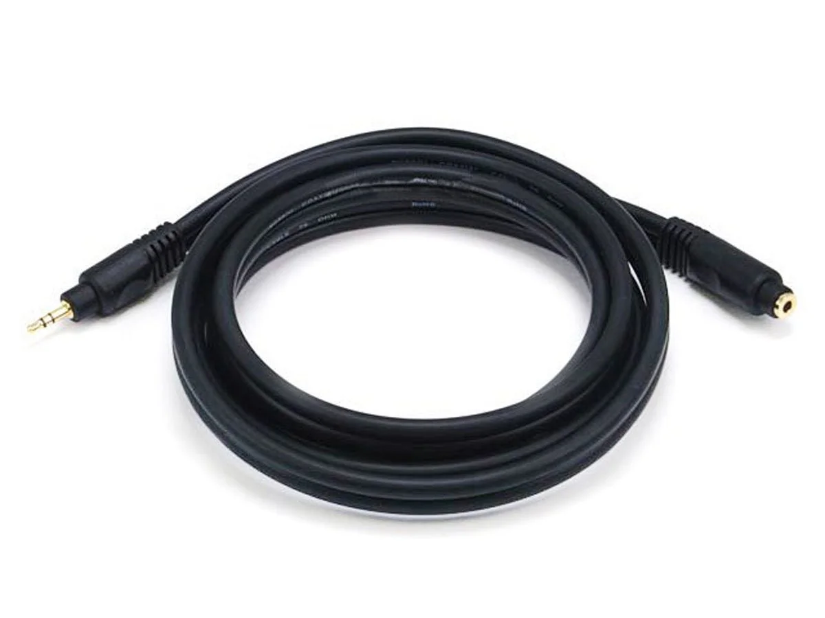 MONOPRICE 3.5mm Stereo Extension Cable - Male to Female, 22AWG Coaxial, Gold-Plated