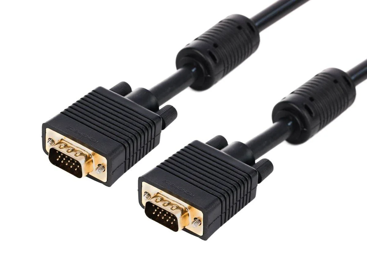 MONOPRICE Super VGA (SVGA) Monitor Cable - DE-15 Male to Male, Gold-Plated with Ferrites
