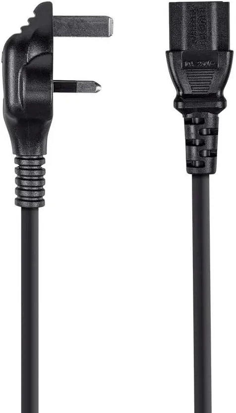 Monoprice Power Cord - 6 Feet - Black | BS 1363 (UK) to IEC 60320 C13, 18AWG, 5A/1250W, 250V, 3-Prong, Fused
