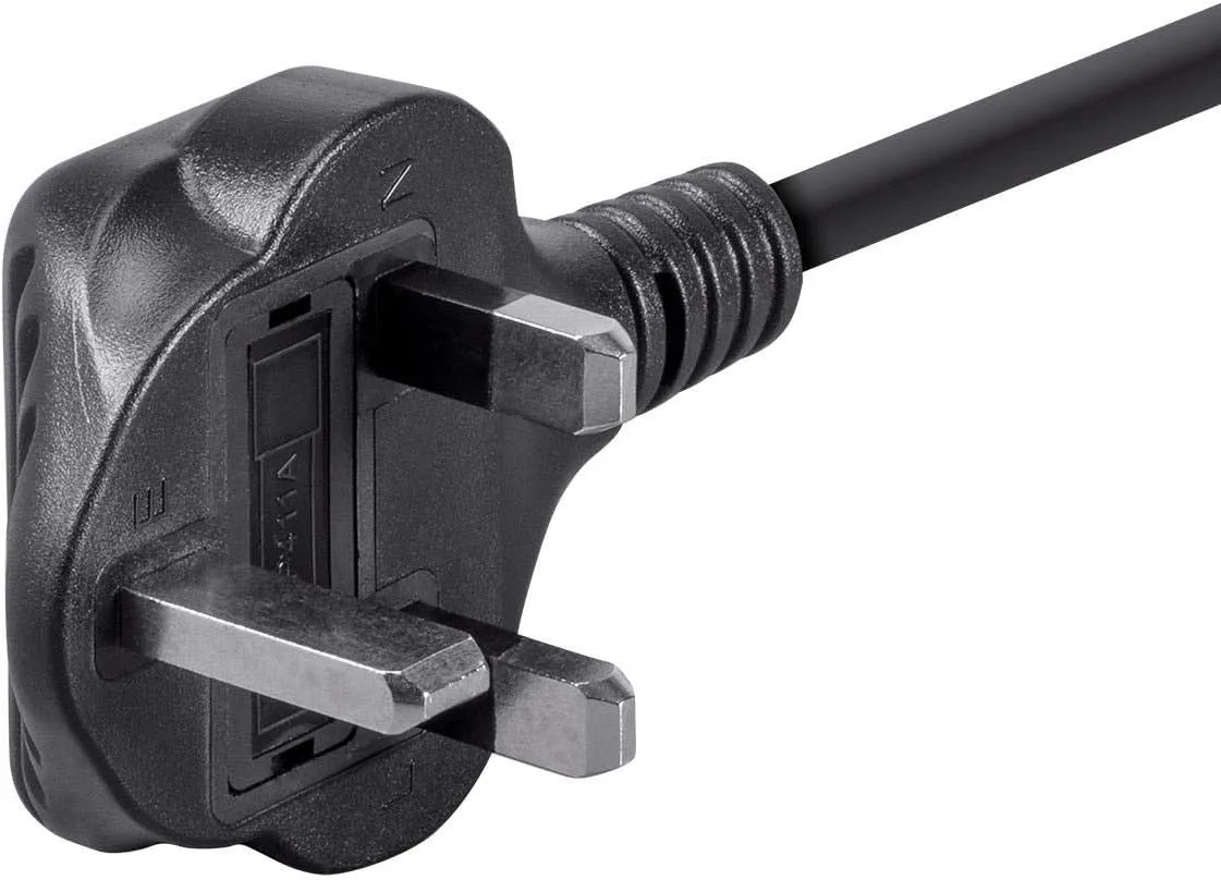 Monoprice Power Cord - 6 Feet - Black | BS 1363 (UK) to IEC 60320 C13, 18AWG, 5A/1250W, 250V, 3-Prong, Fused