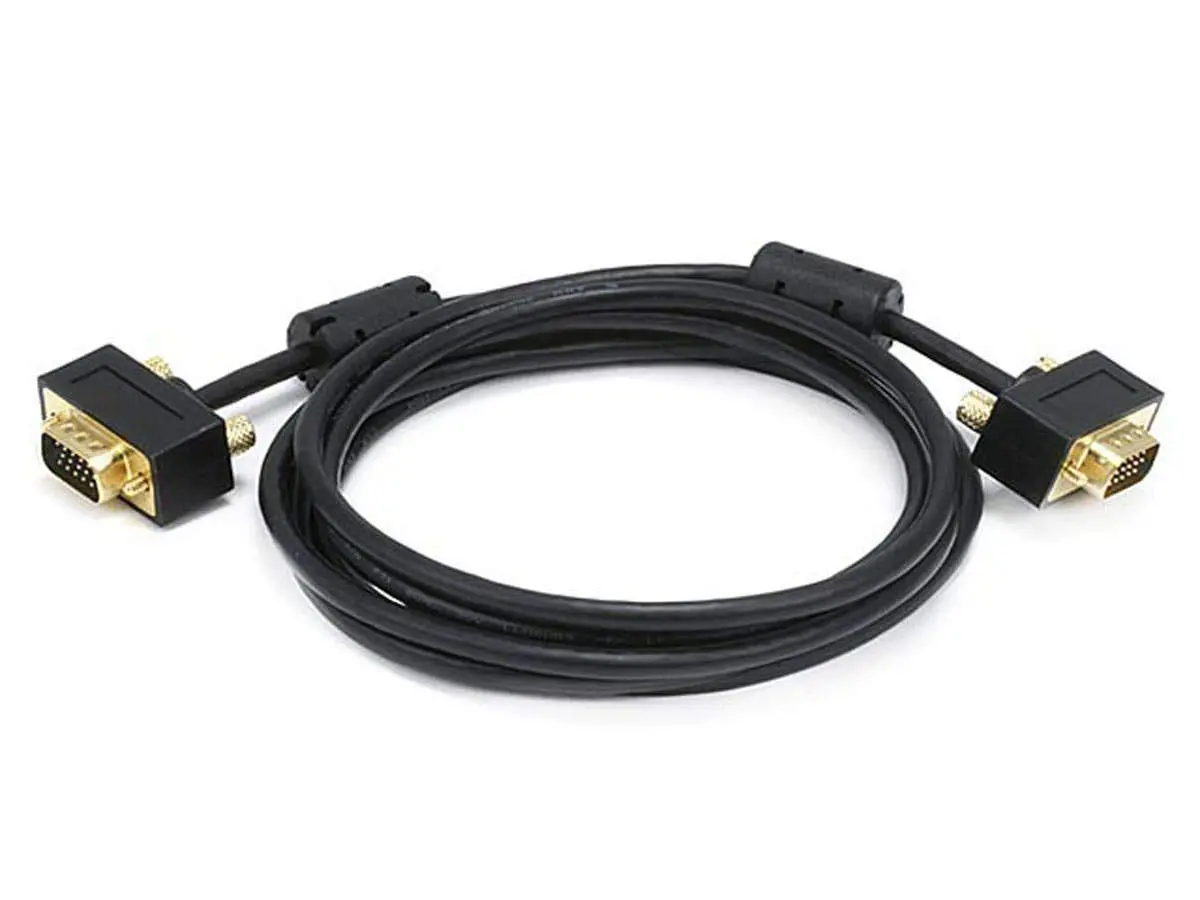 Monoprice Ultra Slim SVGA Super VGA Male-to-Male Monitor Cable with Ferrites and Gold-Plated DE-15 Connectors