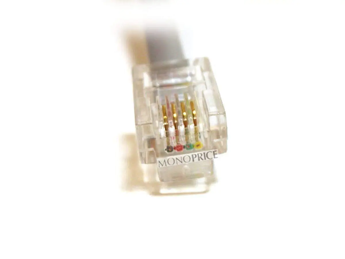 Monoprice Landline Telephone Cable - RJ11 (6P4C) Straight, Flat, Silver Satin