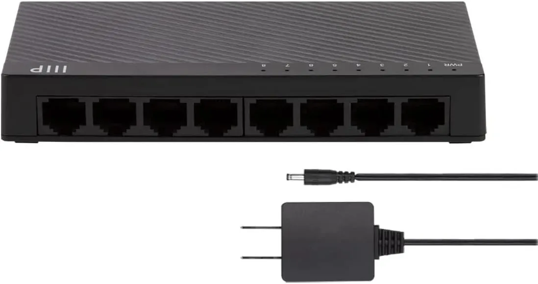 Monoprice 8-Port Fast Ethernet Unmanaged Network Switch - 10/100Mbps, Compact, Desktop or Wall Mount, Plug-N-Play